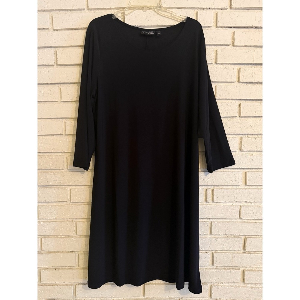 Attitudes by Renee Regular Como Jersey Long Sleeve Dress Black‎ Size XL